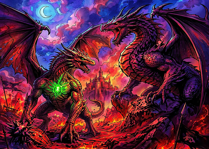 Epic Dragon Battle at Castle