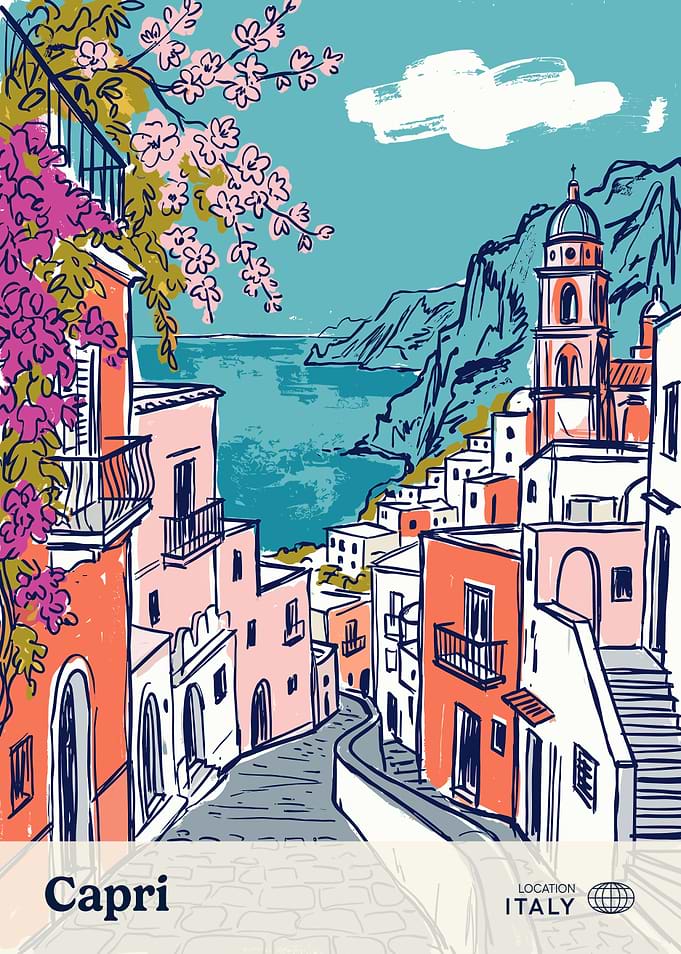 Capri Italy Travel Poster Illustration