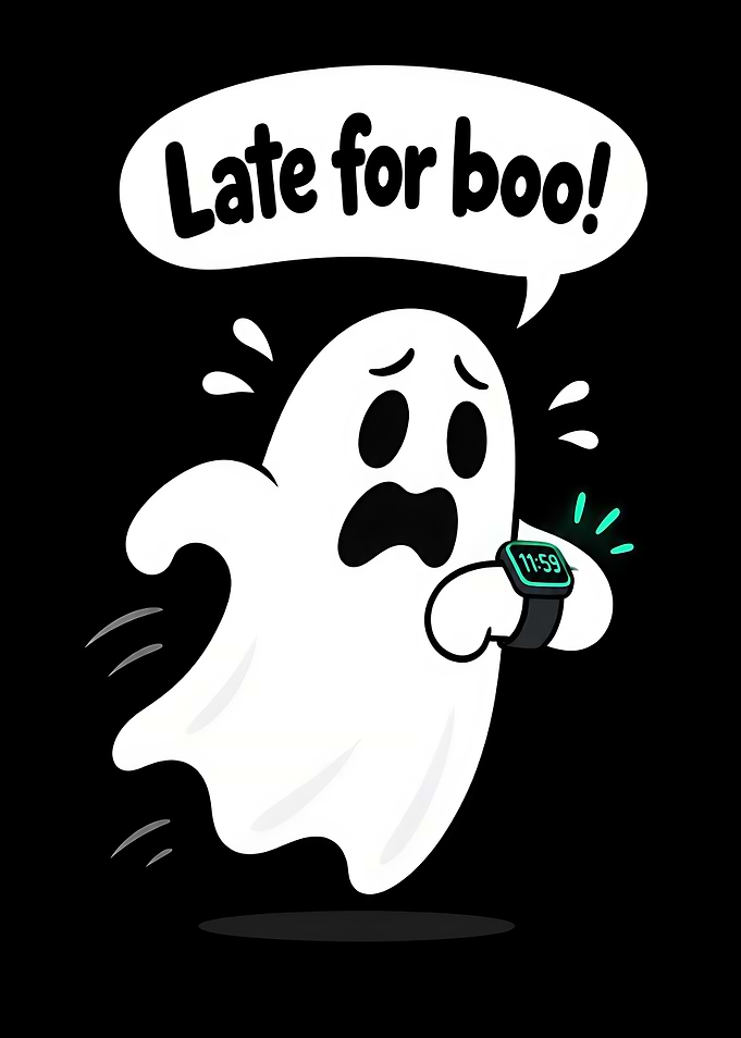 Late for Boo Ghost Illustration