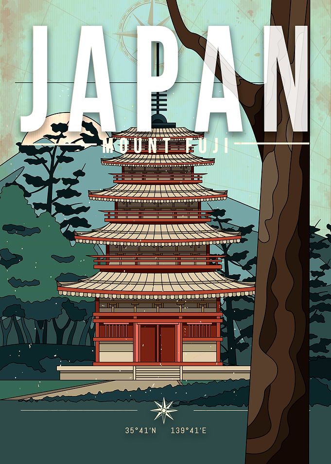 Japan Mount Fuji Travel Poster