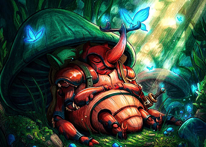 Sleeping Beetle Knight in Enchanted Forest
