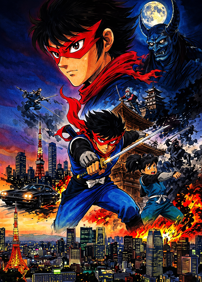 Ninja Action Anime Poster