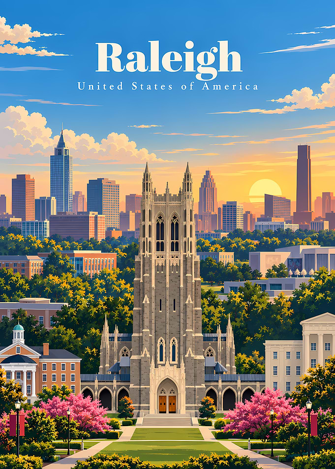 Raleigh North Carolina Travel Poster