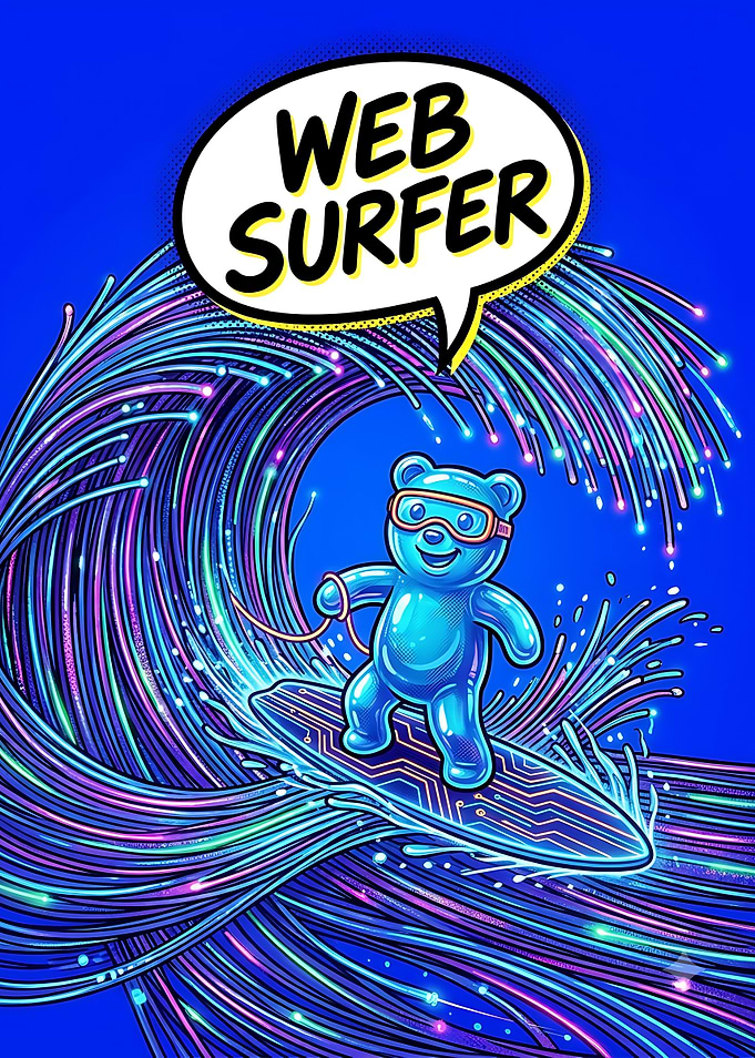 Web Surfer Gummy Bear Illustration