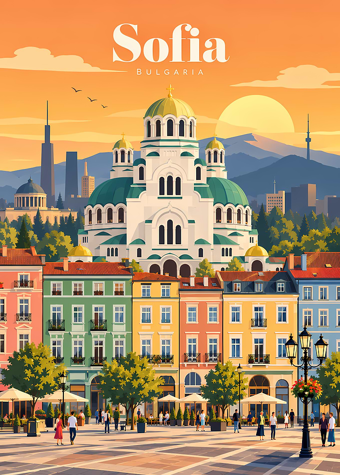 Sofia Bulgaria Travel Poster