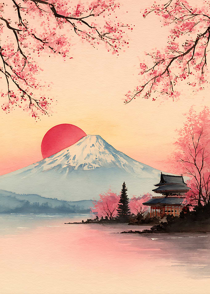 Mount Fuji and Cherry Blossoms