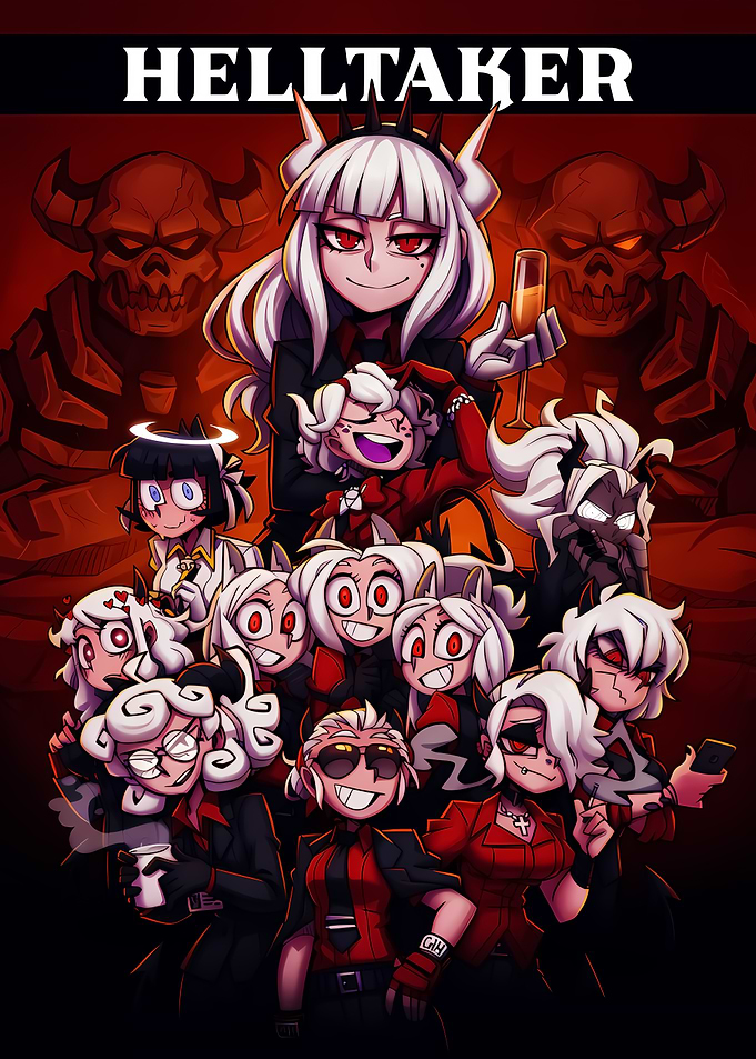 Helltaker Game Character Ensemble Poster