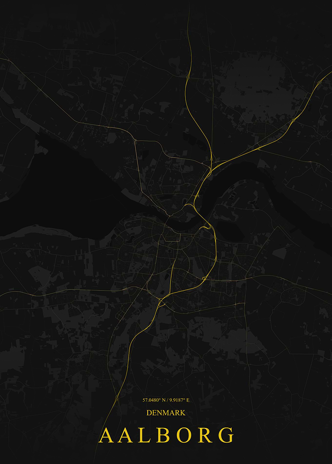 Minimalist Map of Aalborg Denmark