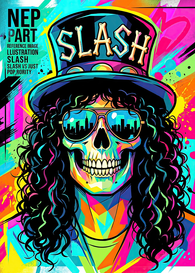 Colorful Pop Art Slash Skull Portrait