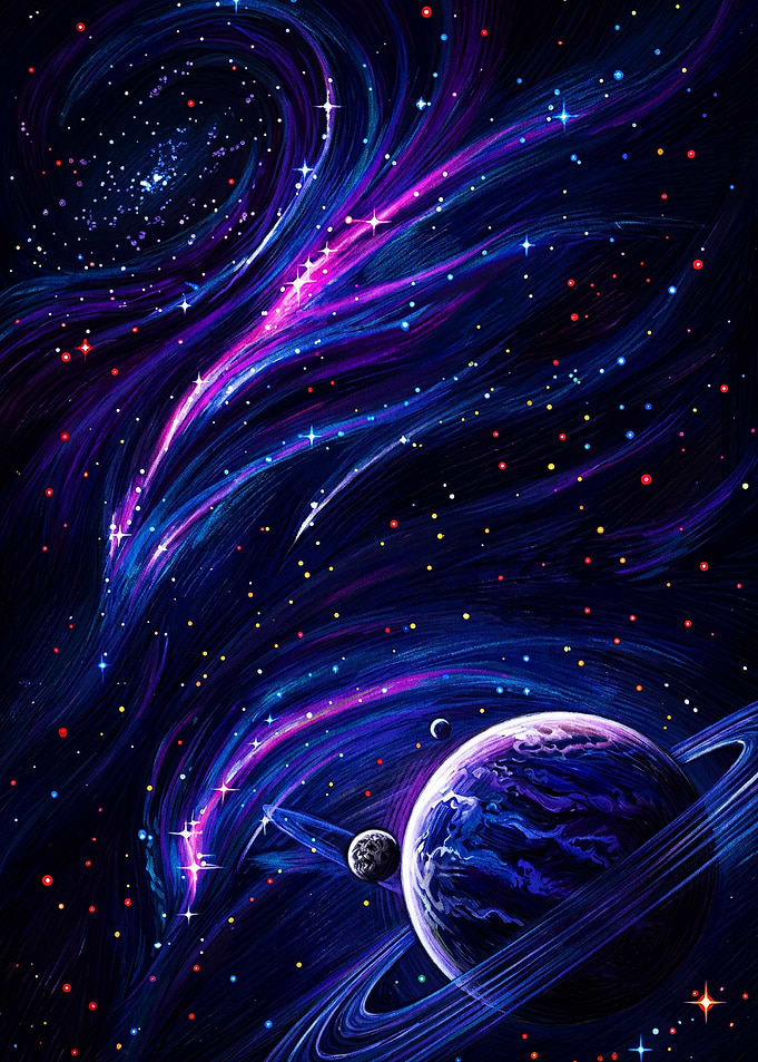 Vibrant Ringed Planet in Deep Space