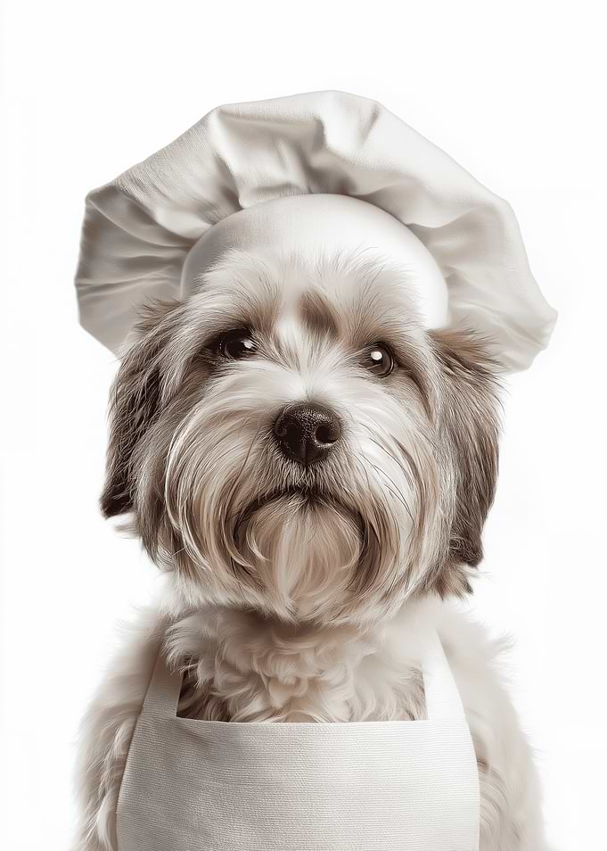 Cute Dandie Dinmont Terrier Dog Wearing Chef Hat