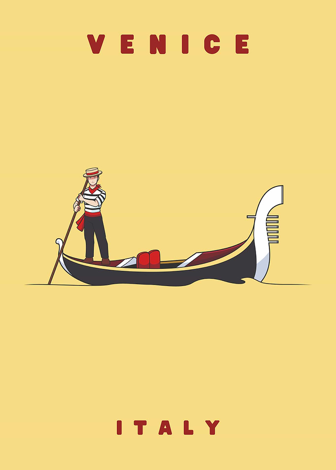 Minimalist Venice Gondola Travel Poster