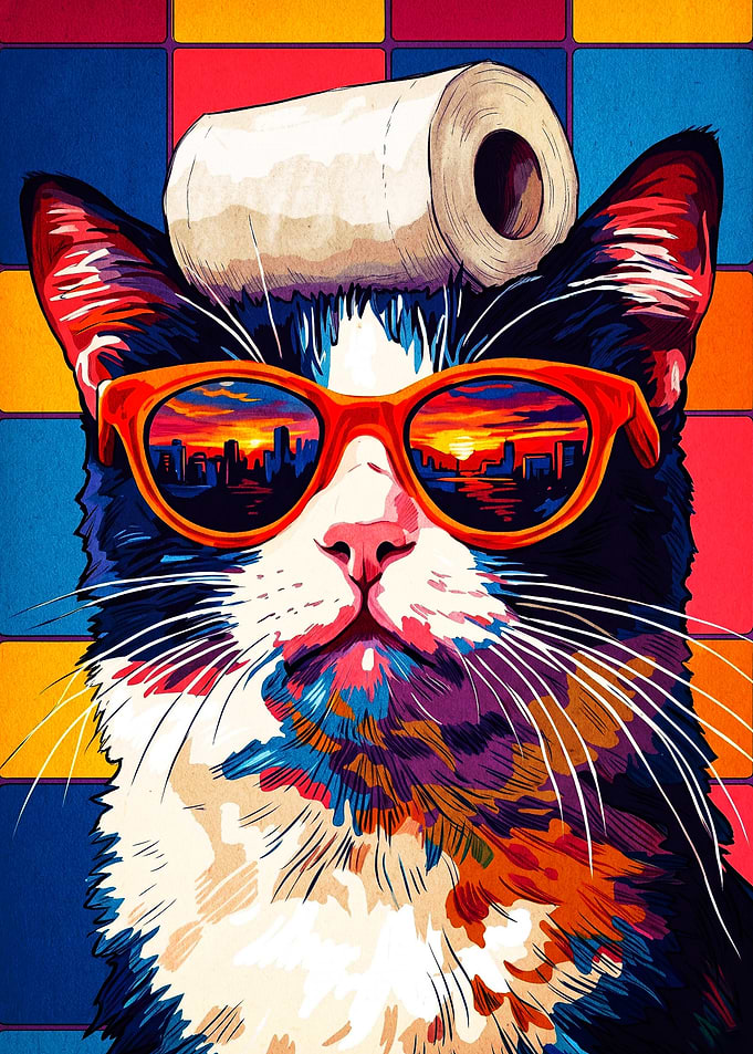 Cool Cat with Toilet Paper