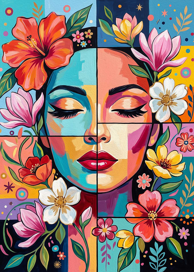 Abstract Floral Portrait of a Woman