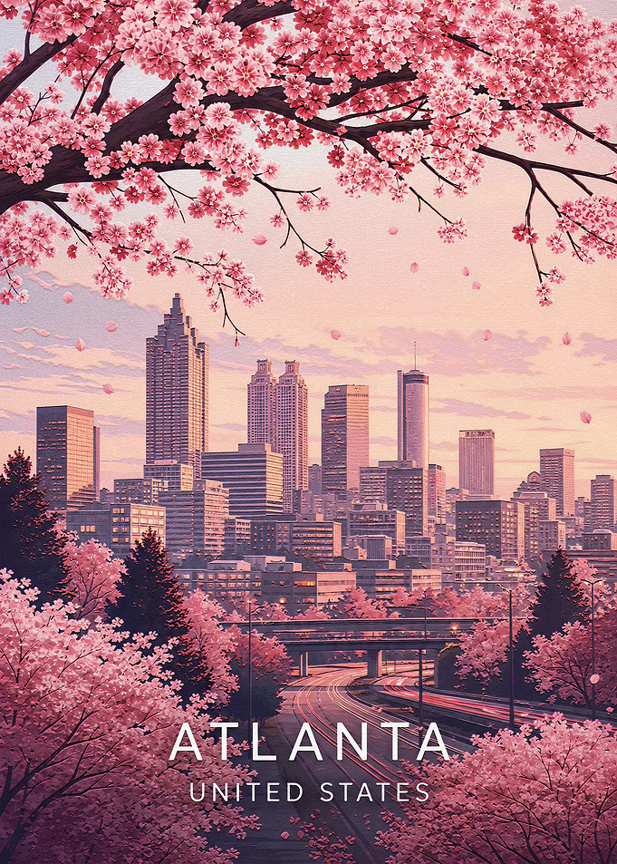 Atlanta Skyline with Cherry Blossoms