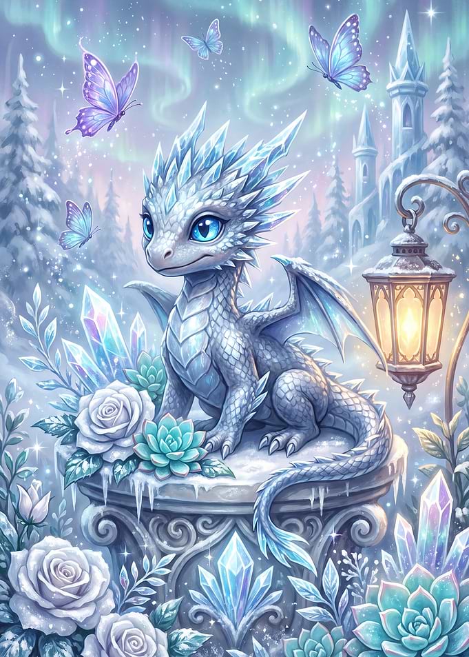 Cute Baby Ice Dragon Fantasy Art