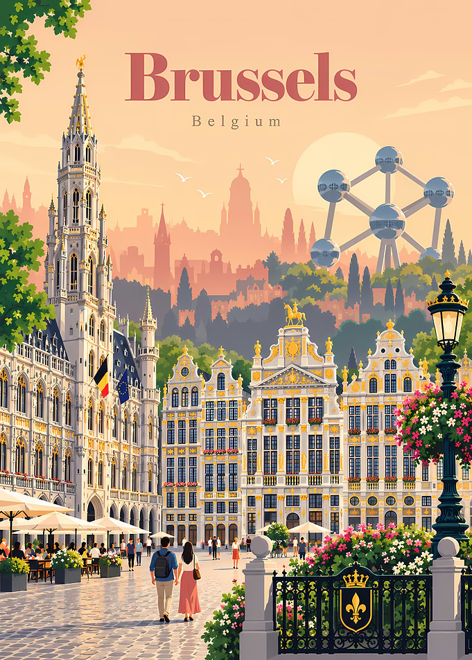 Brussels Belgium Travel Poster