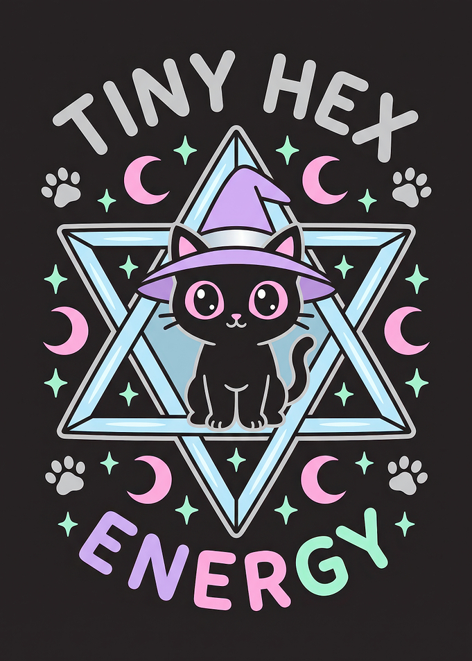 Tiny Hex Energy Cute Witch Cat