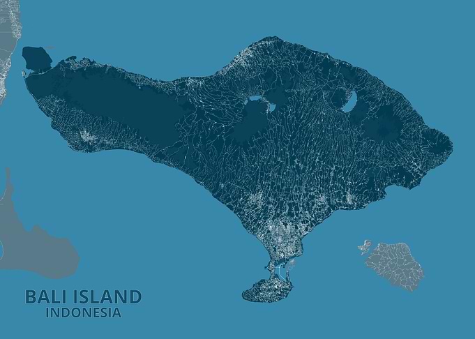 Minimalist Map of Bali Island