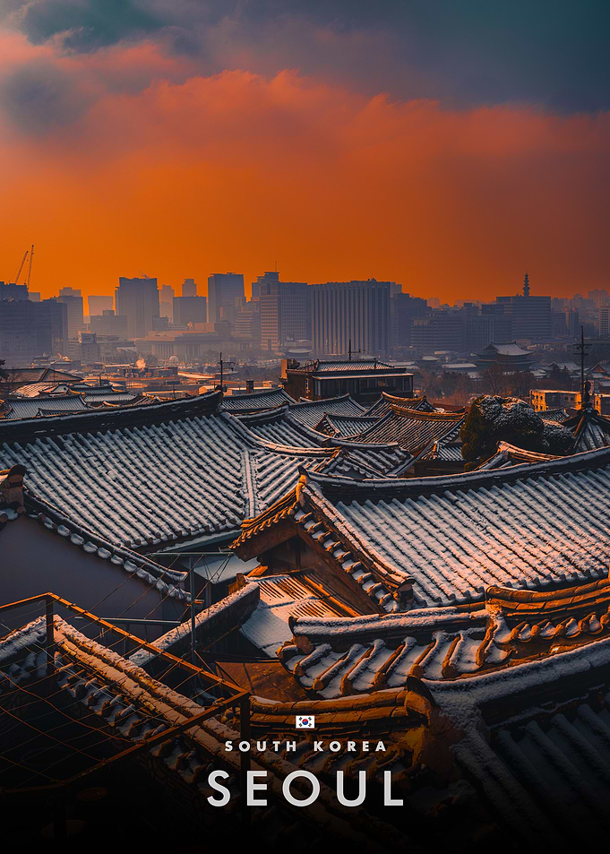 Seoul Hanok Village Sunset Winter View