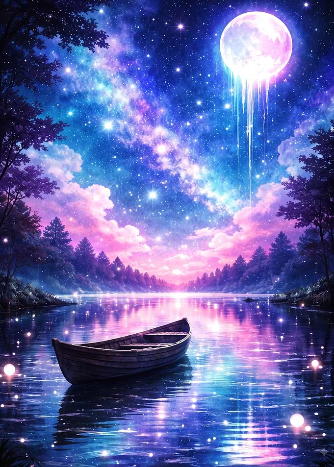 Ethereal Boat on Magical Lake