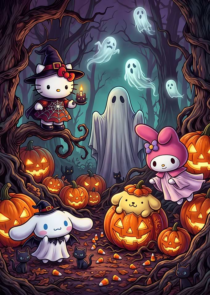 Sanrio Characters Halloween Forest Scene