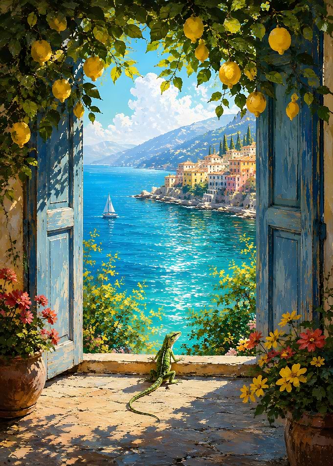 Lizard Looking at Mediterranean Coast