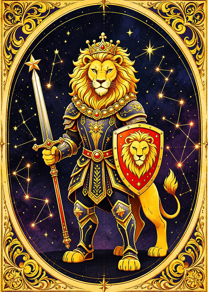 Royal Lion Warrior in Celestial Armor