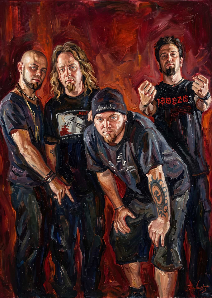 Oil Painting of Drowning Pool Band