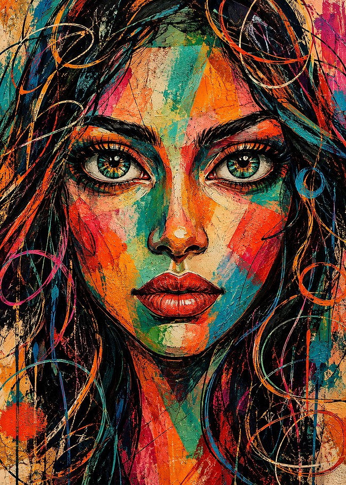 Abstract Colorful Portrait of a Woman