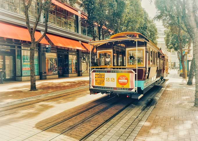 San Francisco Cable Car on Tracks