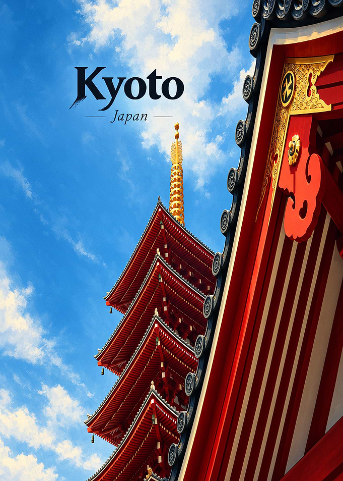 Kyoto Japan Temple Travel Poster