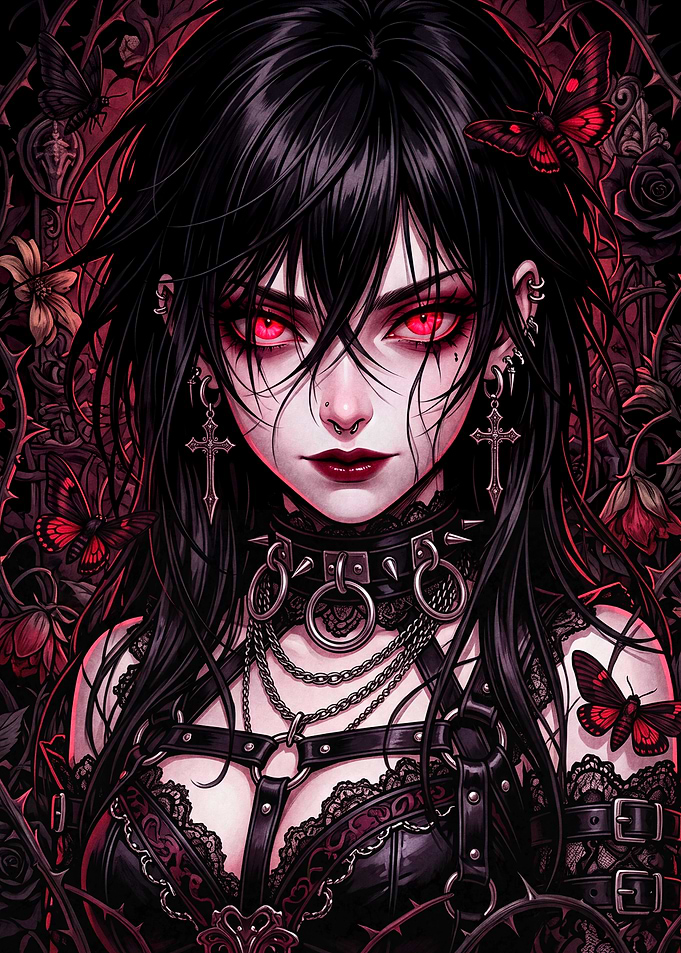Dark Rose Vampiric Anime Girl