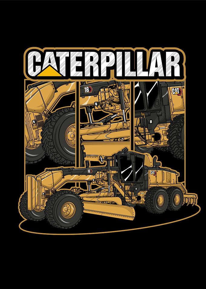 Caterpillar Motor Grader Graphic Illustration