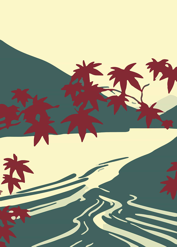 Autumn Maples Over the River