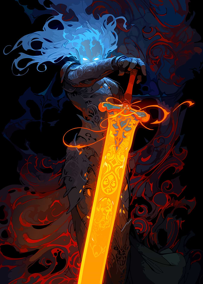 Spectral Warrior with Flaming Sword