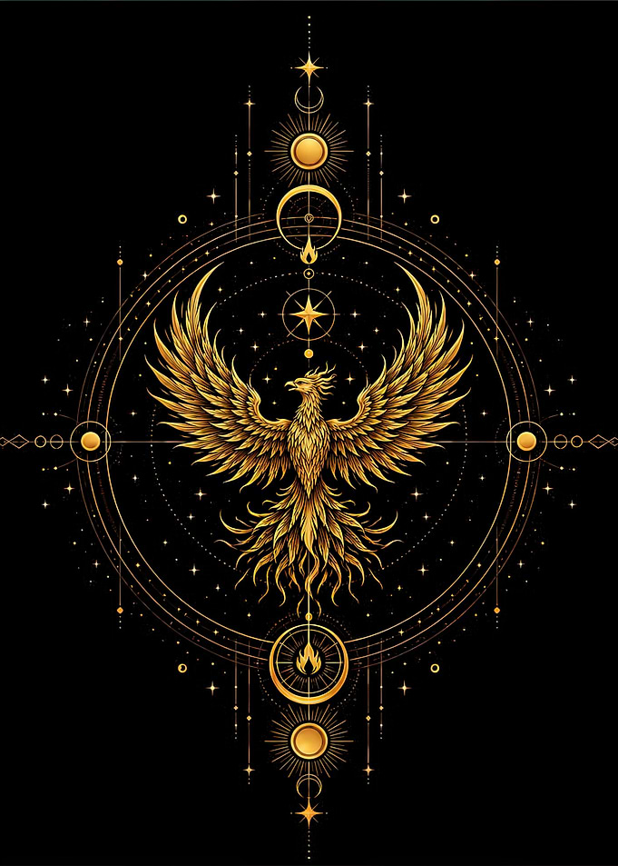 Golden Phoenix Sacred Geometry Art