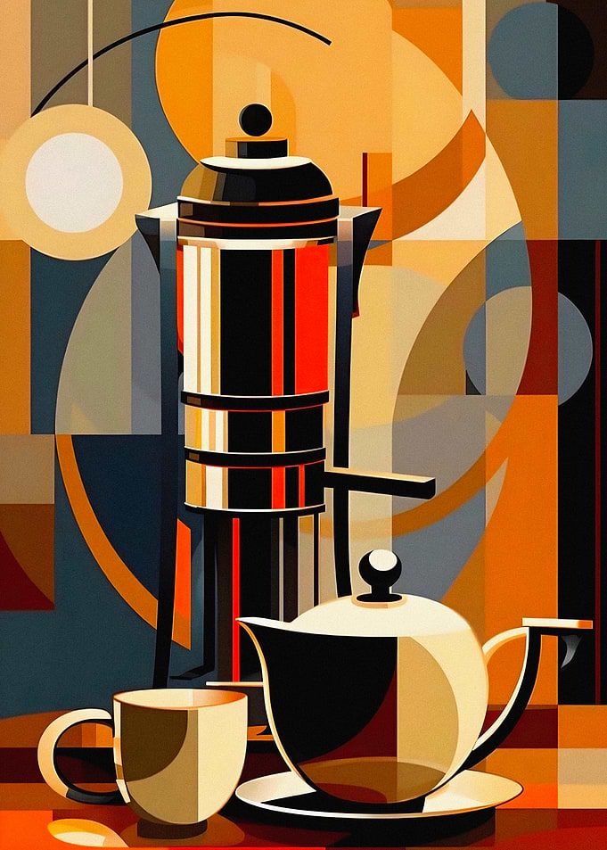 Geometric Coffee and Tea Still Life