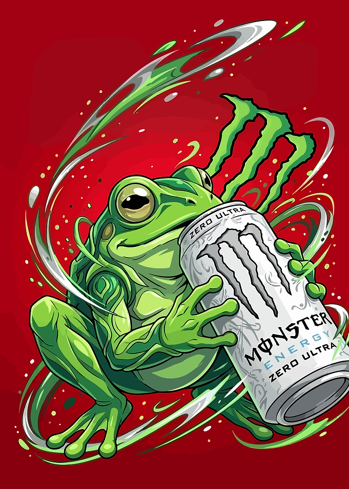 Frog Drinking Monster Energy Drink