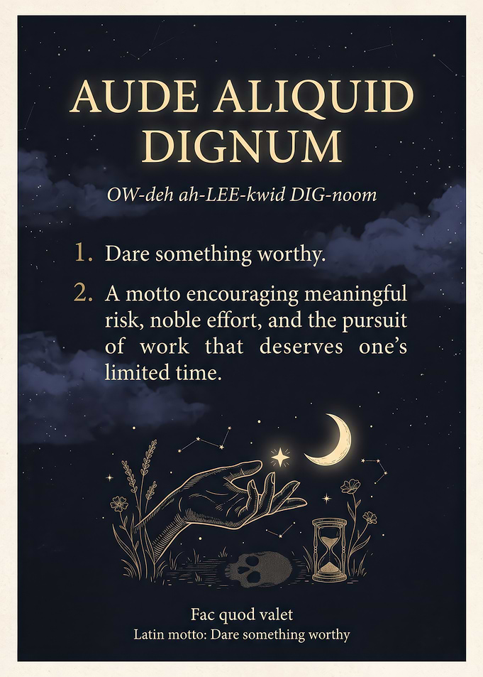 Aude Aliquid Dignum Inspirational Poster
