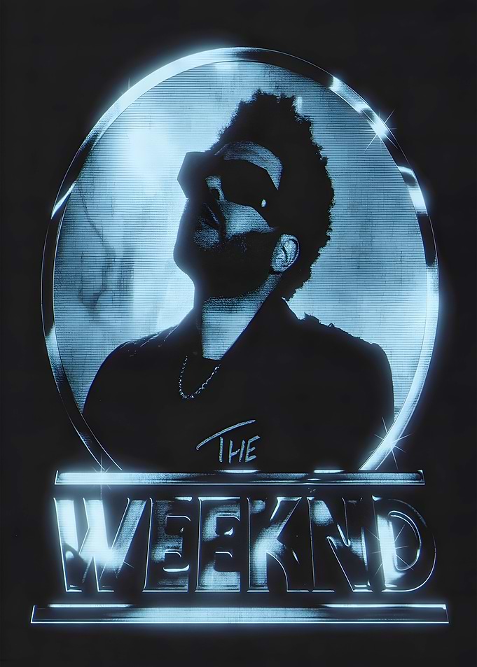The Weeknd Blue Neon Portrait Poster
