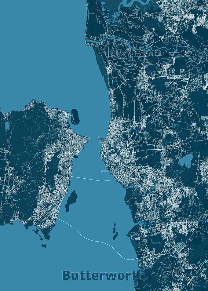 Map of Butterworth and Penang