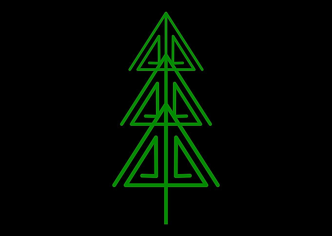 Minimalist Green Neon Palm Tree