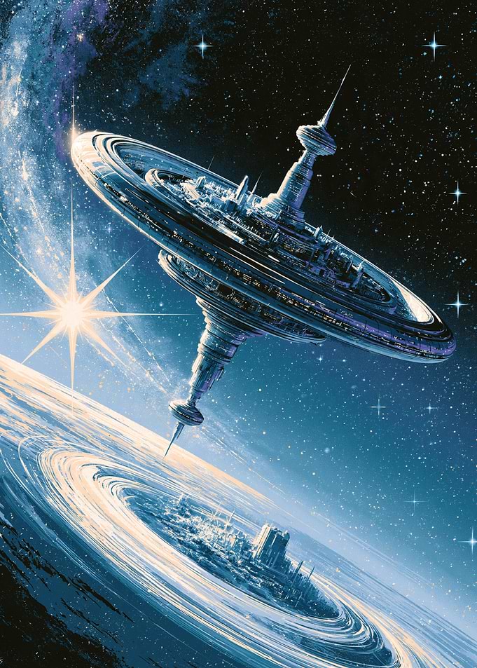 Futuristic Space Station Above Planet