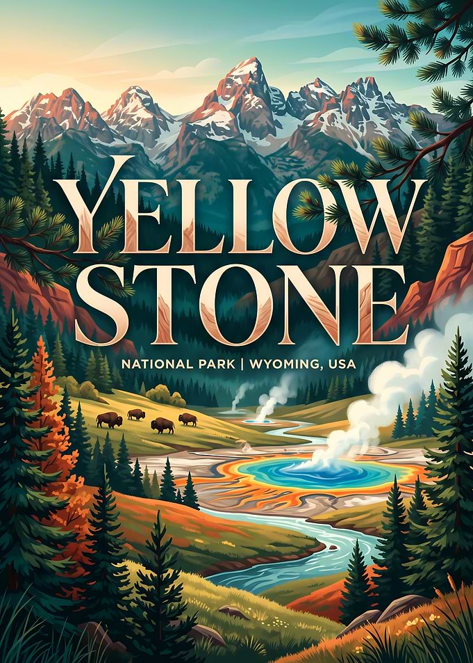 Yellowstone National Park Travel Poster