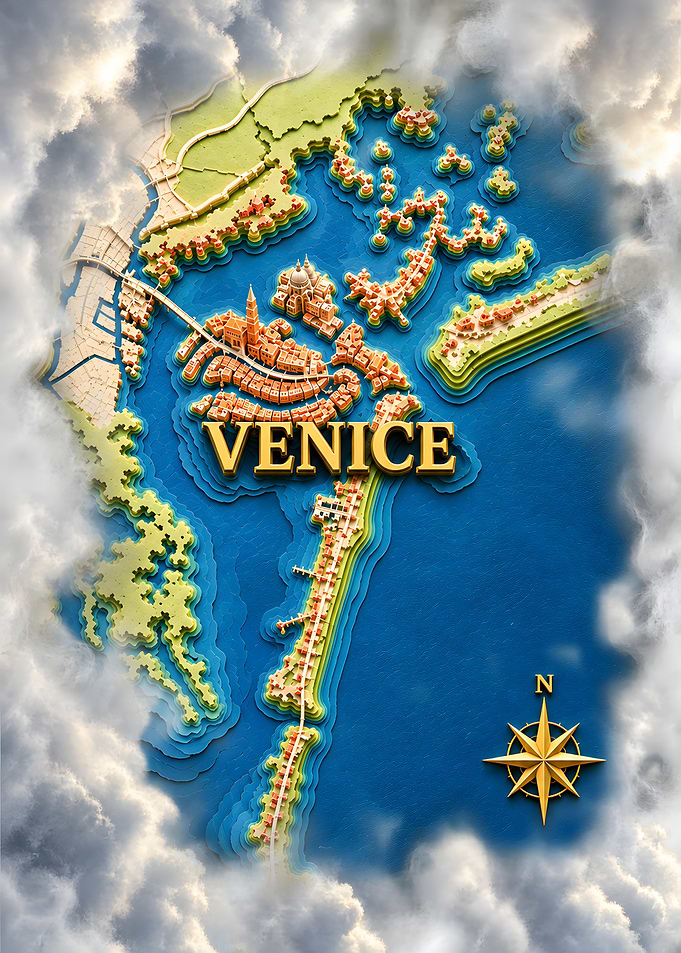 Venice Canals Diorama Paper Map