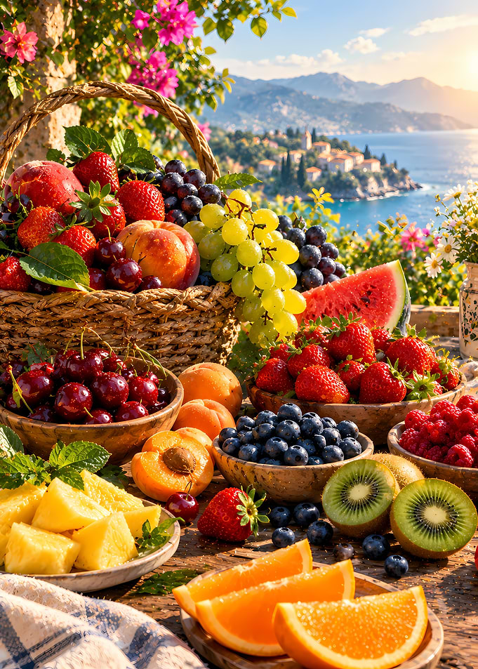 Abundant Summer Fruit Picnic Spread