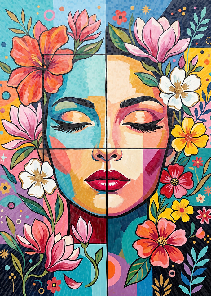 Abstract Floral Portrait of a Woman