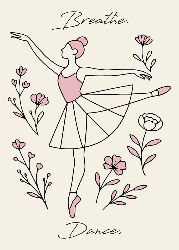 Minimalist Ballerina Floral Art Print