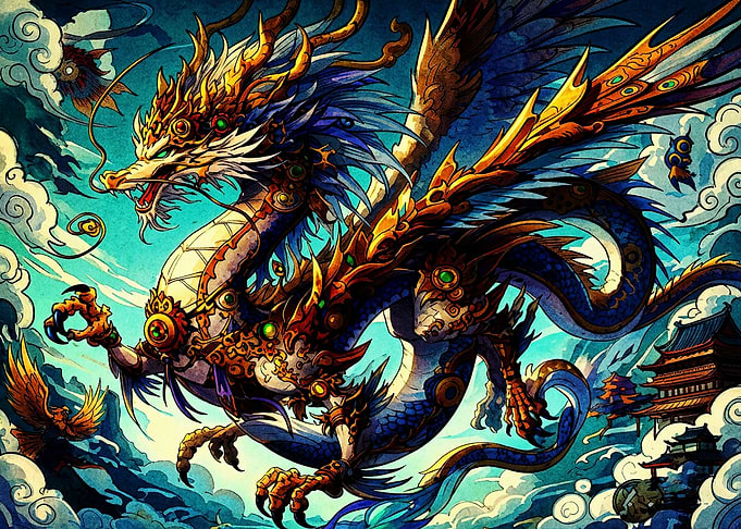 Majestic Ornate Eastern Dragon Illustration